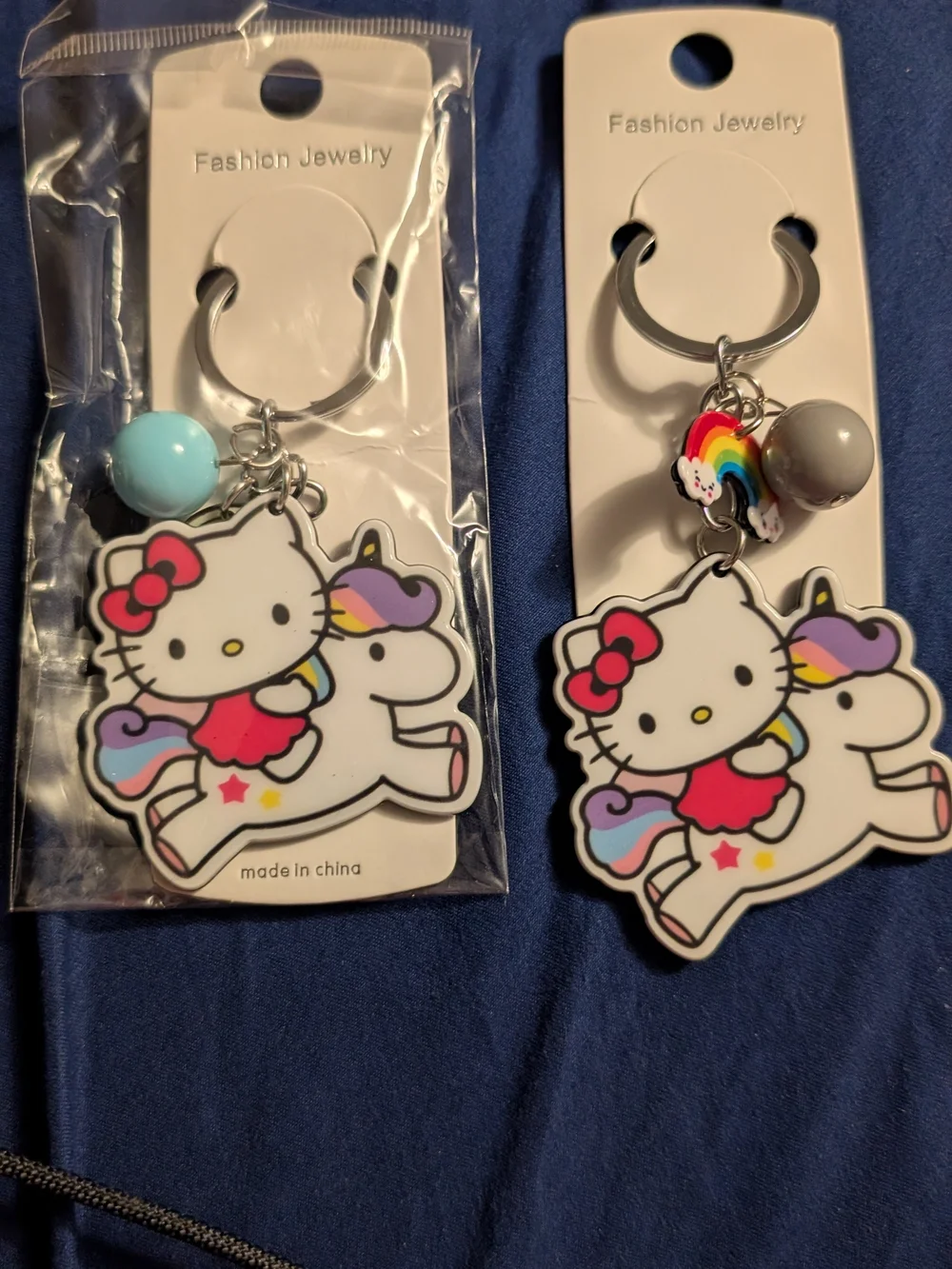 2 Hello Kitty Unicorn Keychain for Kids - Pink & Rainbow